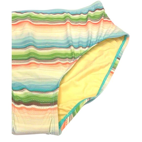 NWT Jantzen Aqua Blue Stripe Tummy Control Stretch Smooth Swim Bottom Large 14 - Picture 4 of 8